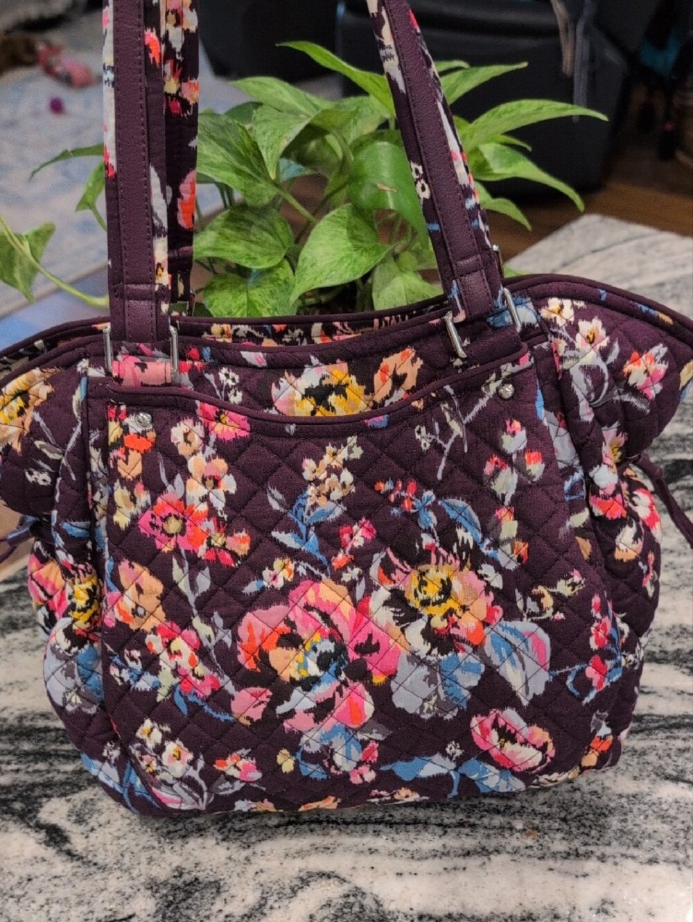 Vera Bradley Indiana Rose Quilted Floral Tote Bag - Picture 3 of 11